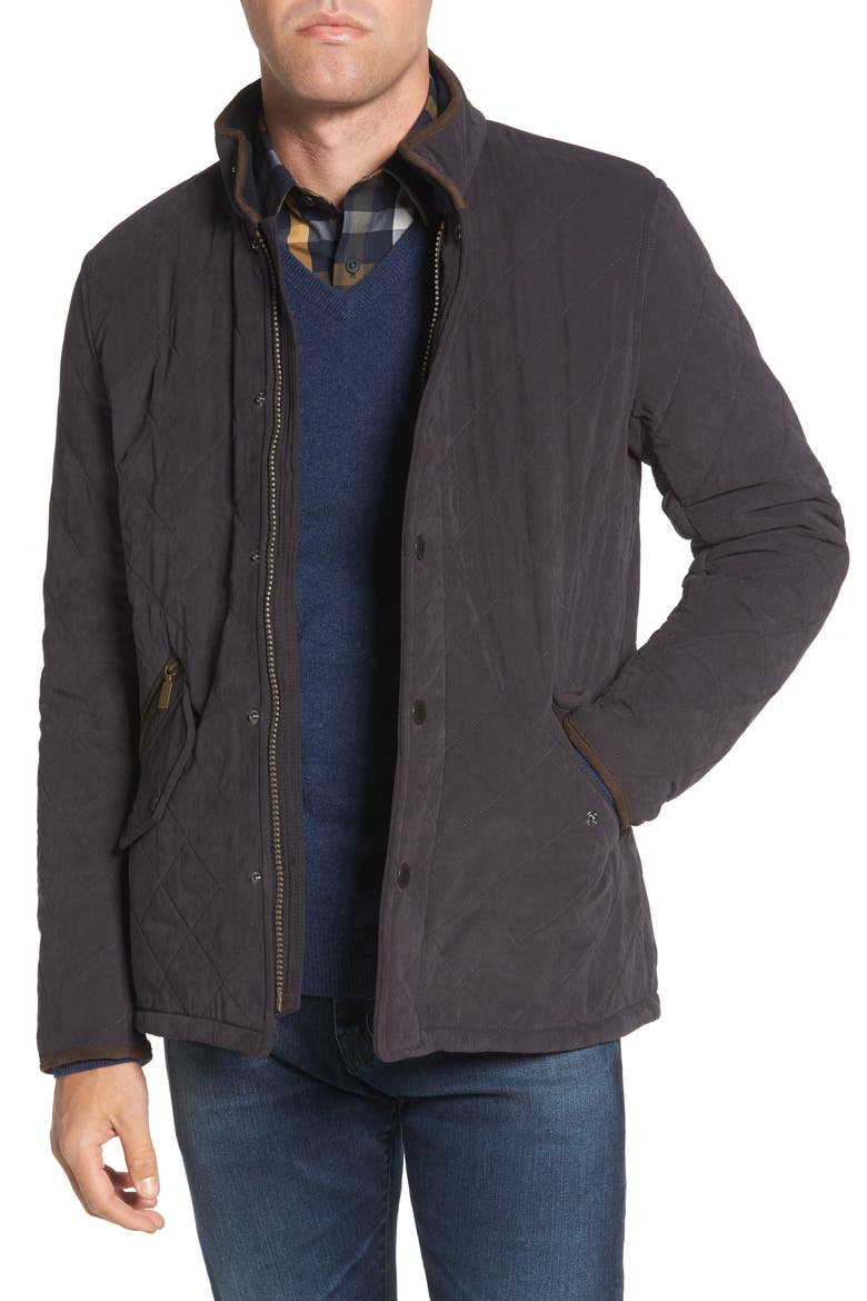 Bowden Quilted Nylon Jacket, Main, color, NAVY