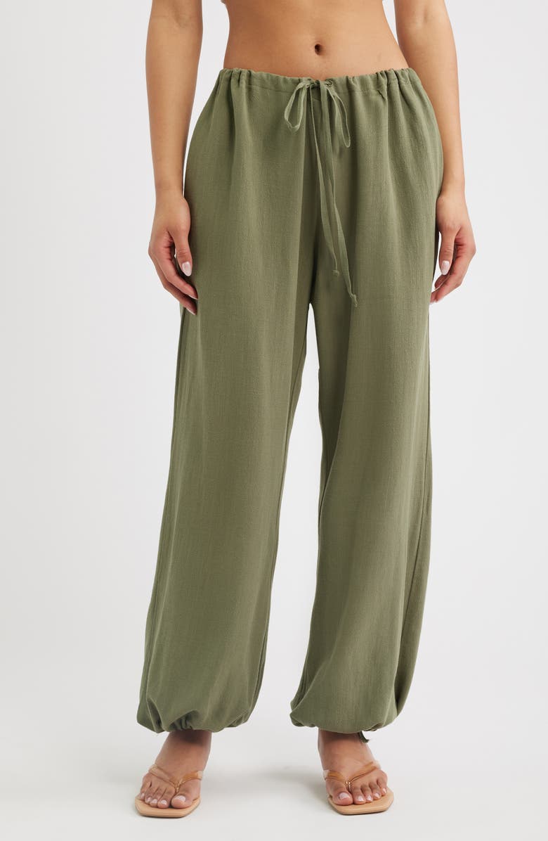 Bella Venice Bridget Woven Balloon Pants, Main, color, Army Green