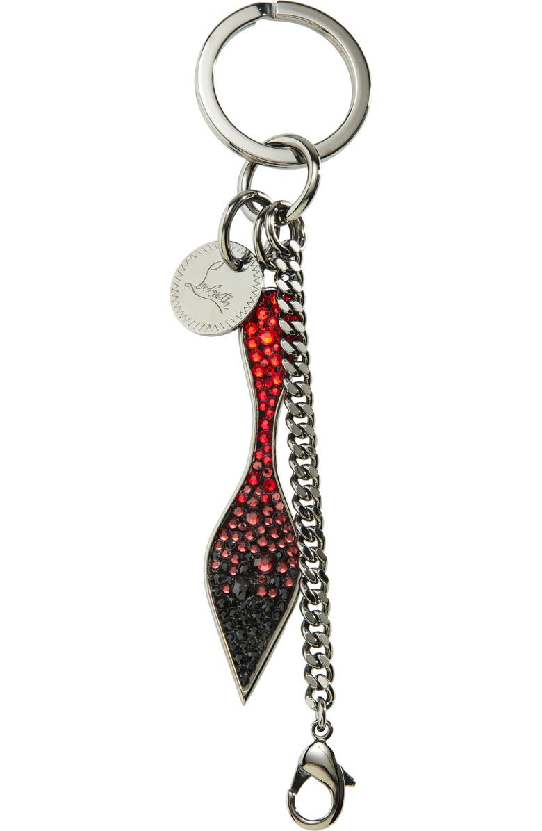Christian Louboutin Crystal Sole Logo Bag Charm, Main, color, Gun Metal/ Red-Black