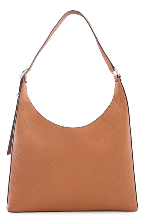 Large Danny Flatiron Pebble Leather Shoulder Bag
