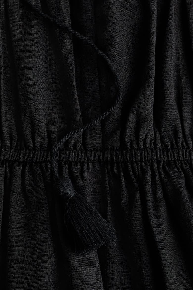 Drawstring-detail Ramie Dress, Alternate, color, Black