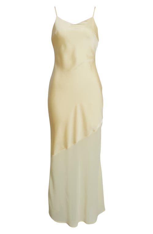 Rare London Mixed Media Satin & Chiffon Slipdress In Butter