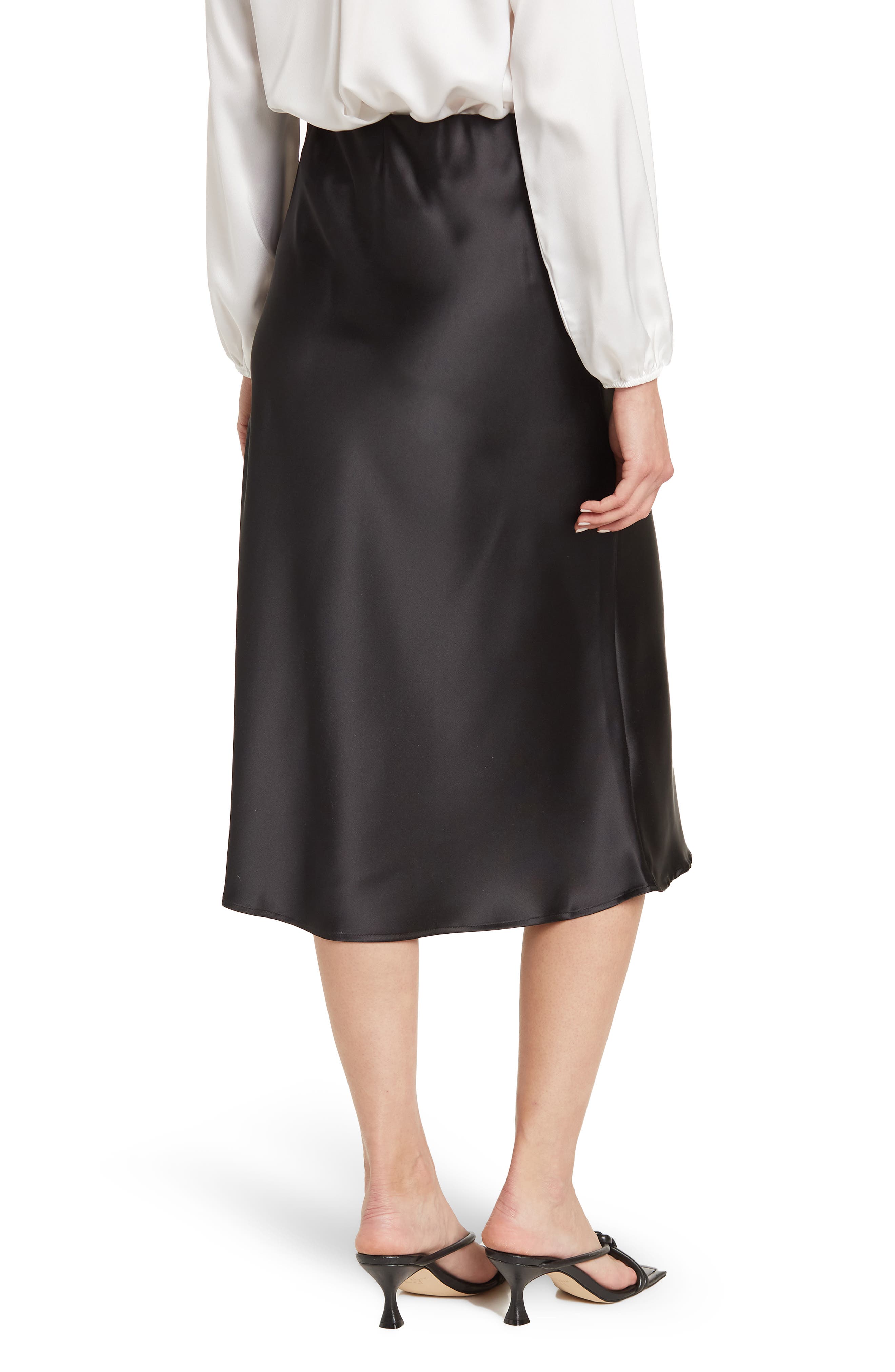 Solid Satin Midi Skirt - image 2