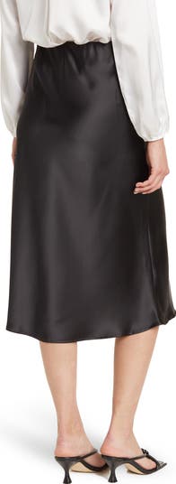 Solid Satin Midi Skirt