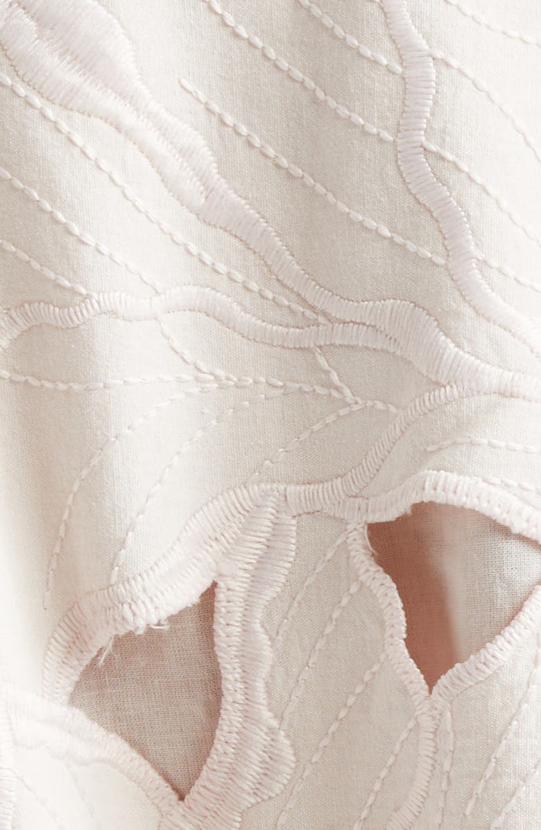 Erdem Floral Cutwork Belted Long Sleeve Poplin Shirtdress, Alternate, color, Cameo Pink