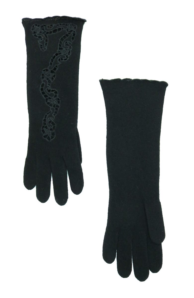 Portolano Cashmere gloves with embroidery design, Main, color, Black