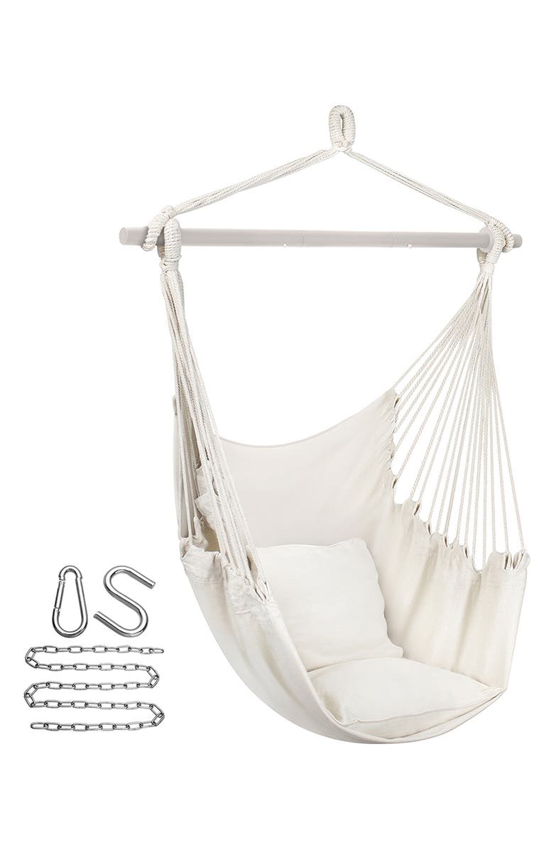 SORBUS Hanging Rope Hammock Swing Chair, Main, color, White