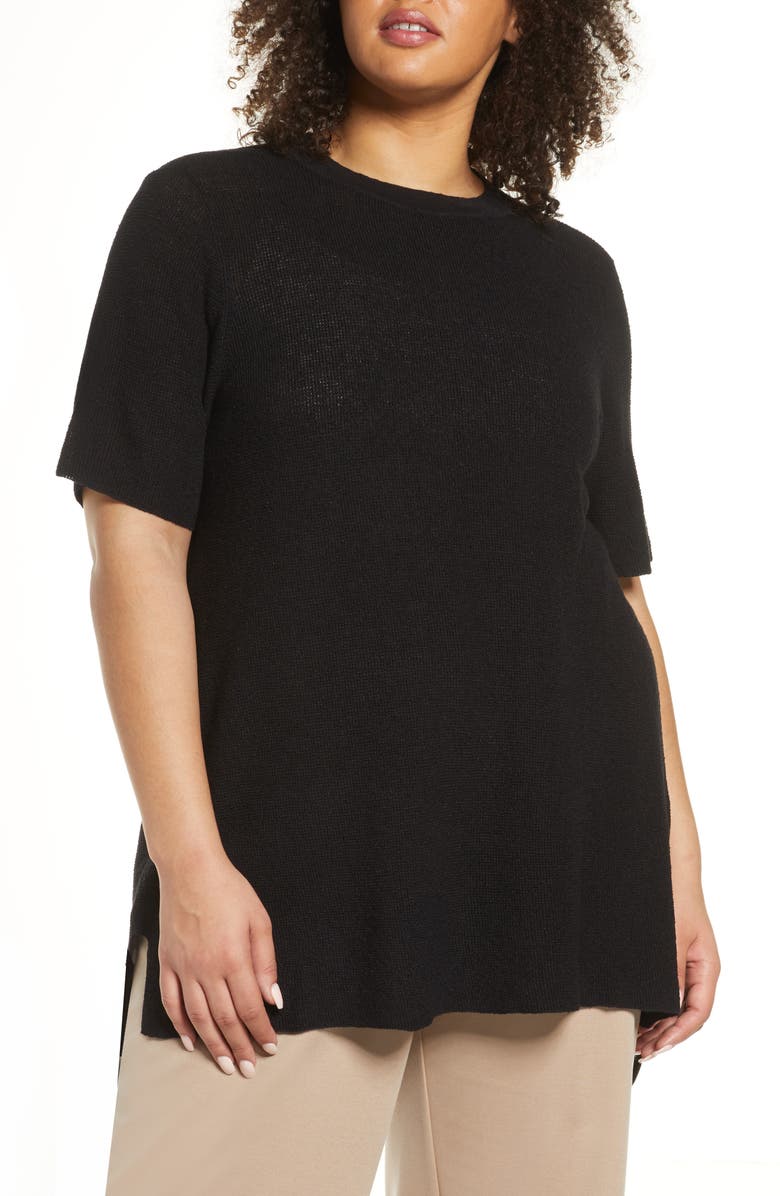 Eileen Fisher Organic Linen Blend Tunic Sweater, Main, color,
