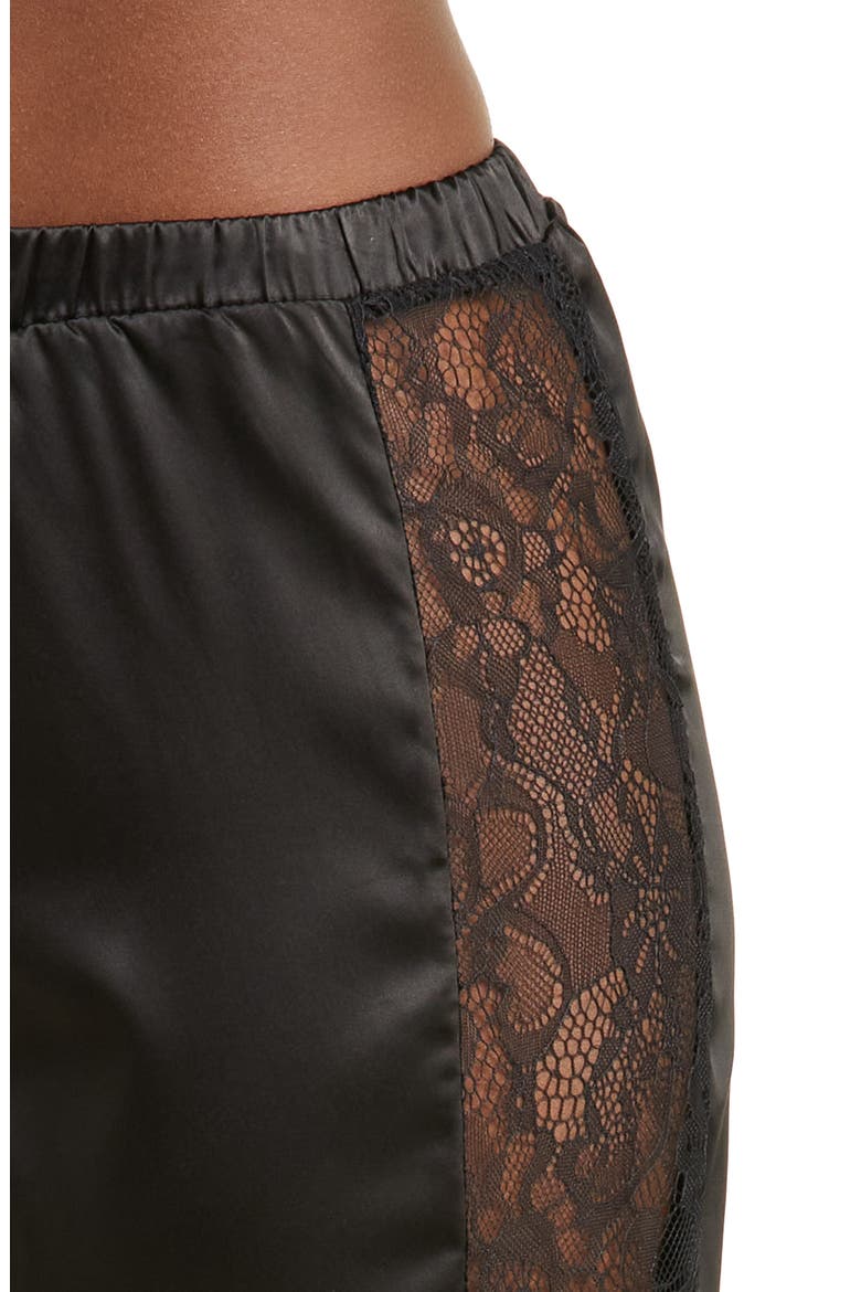 Lace Trim Satin Bralette & Pants, Alternate, color, BLACK