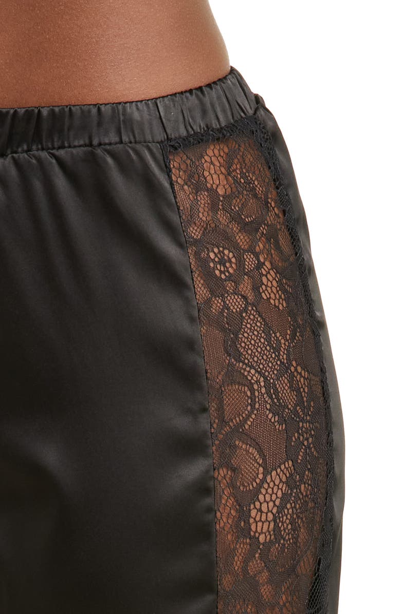 Seven ‘til Midnight Lace Trim Satin Bralette & Pants, Alternate, color, Black