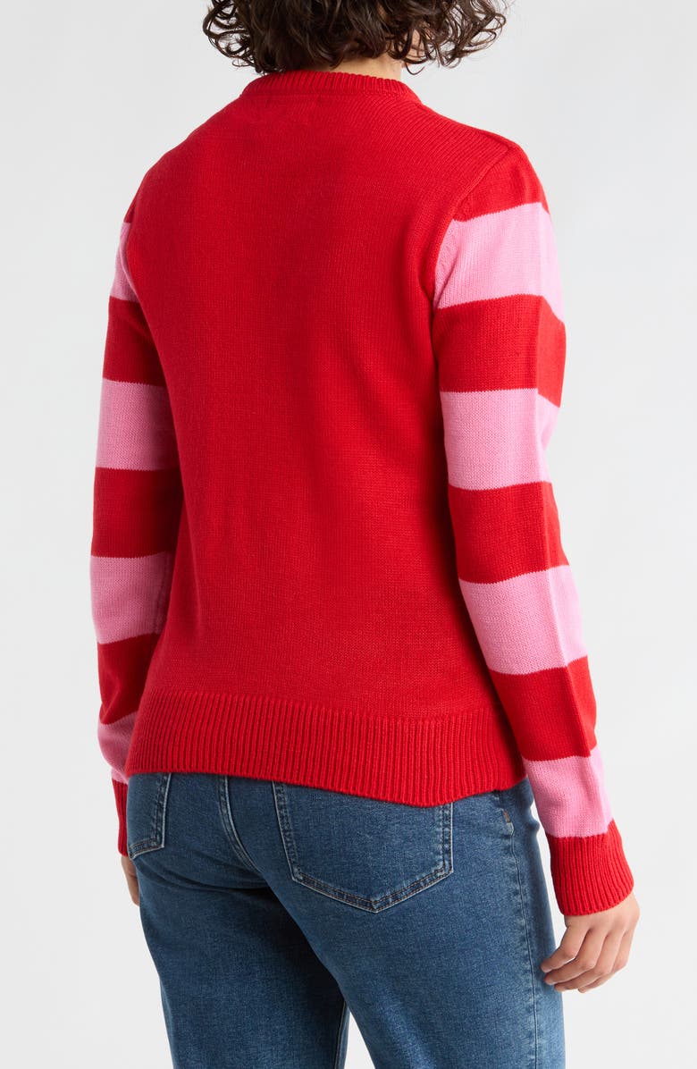 Vigoss Santa Scooter Embroidered Sweater, Alternate, color, Red/ Pink