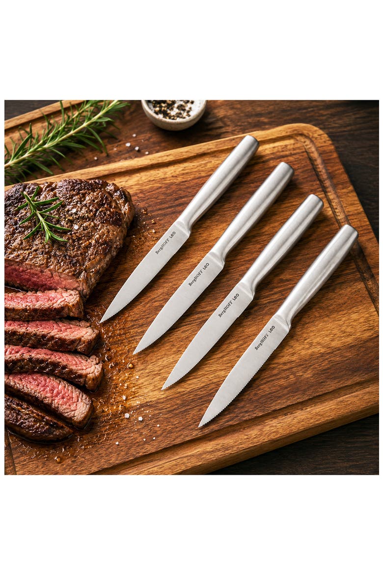 Leo Legacy 4-Piece Steak Knife Set, Alternate, color, SILVER