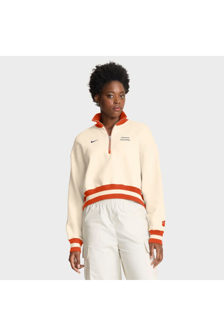 Women's Nike Tan Clemson Tigers Legacy Half-Zip Sweatshirt, Main, color, Cream