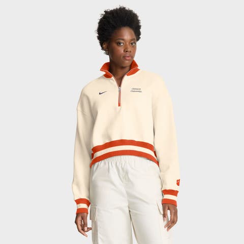 Women's Nike Tan Clemson Tigers Legacy Half-Zip Sweatshirt