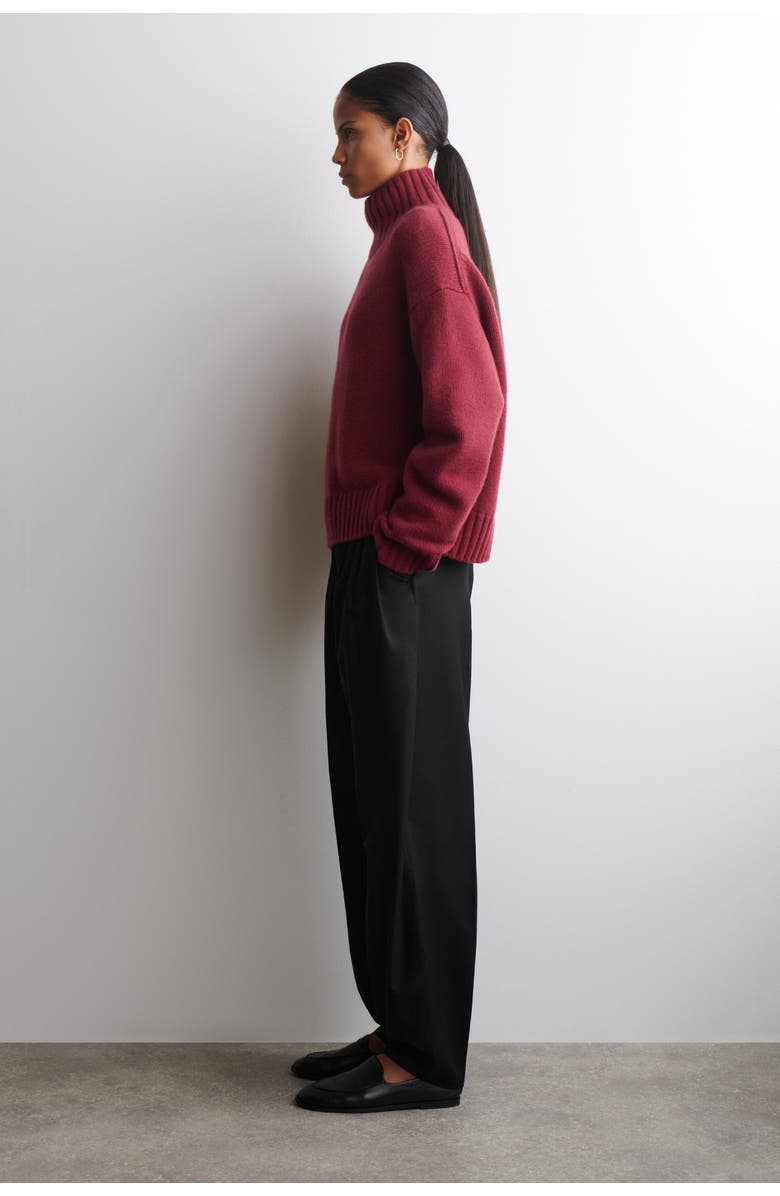 COS Chunky Cashmere Mock-Neck Sweater, Alternate, color, Dark Red