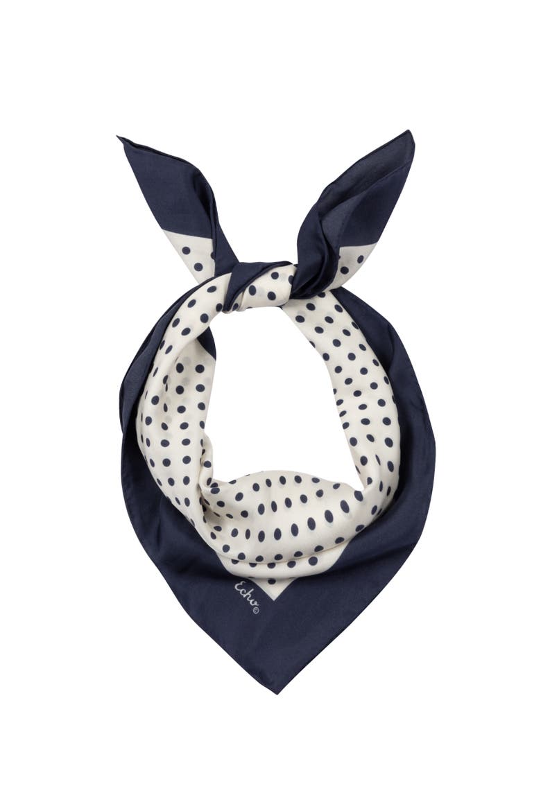 Pin Dot Silk Scarf, Alternate, color, Navy