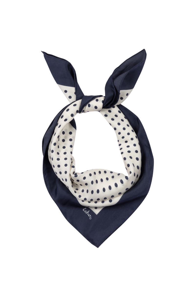 Echo Pin Dot Silk Scarf, Alternate, color, Navy