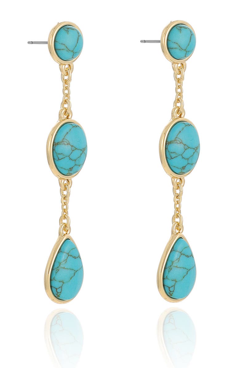 Ettika Reconstituted Turquoise Linear Earrings, Alternate, color,