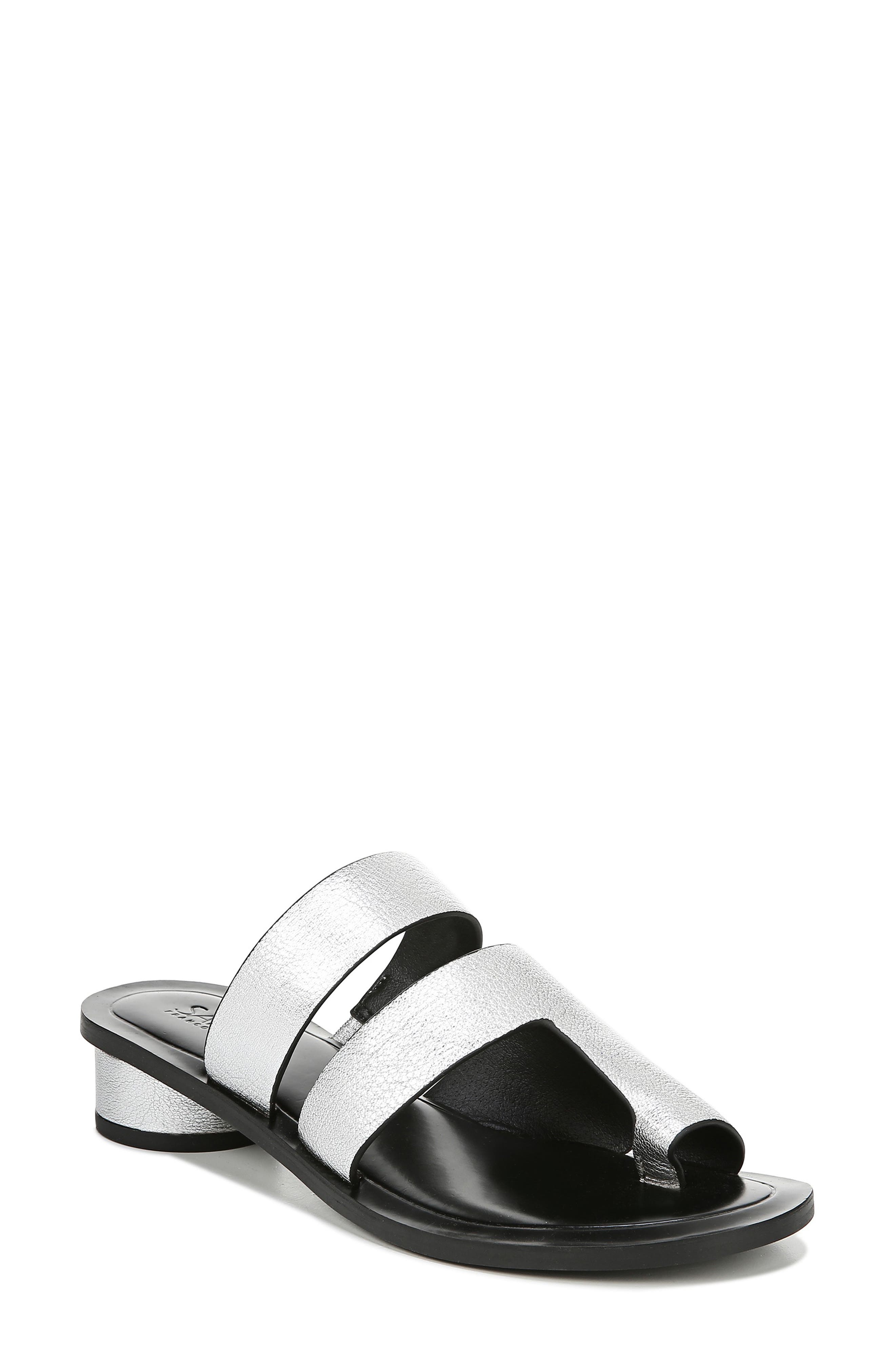 Trixie Slide Sandal, Main, color, SILVER LEATHER