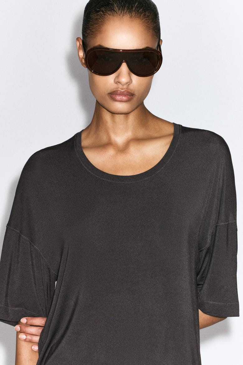 Fluid Modal Scoop-Neck T-Shirt, Alternate, color, BROWN