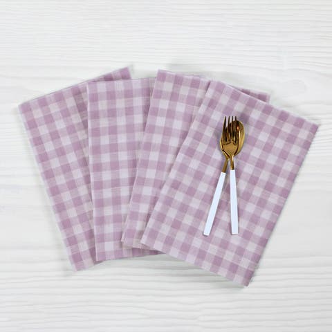 Linen Dinner Napkins - Gingham Check, 20" x 20" Inch