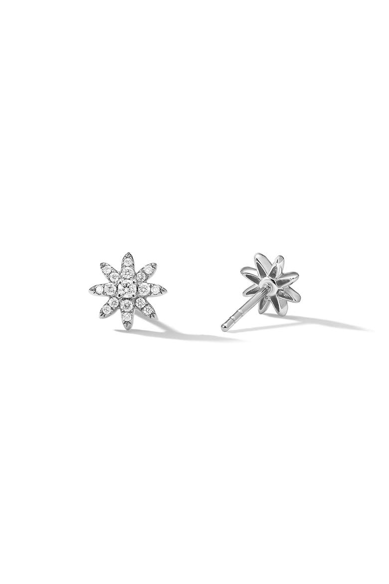 Petite Starburst Stud Earrings in 18K White Gold with Diamonds, 7.5mm, Alternate, color, 18K WHITE GOLD