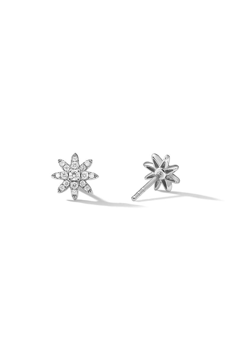 David Yurman Petite Starburst Stud Earrings in 18K White Gold with Diamonds, 7.5mm, Alternate, color, 18K White Gold