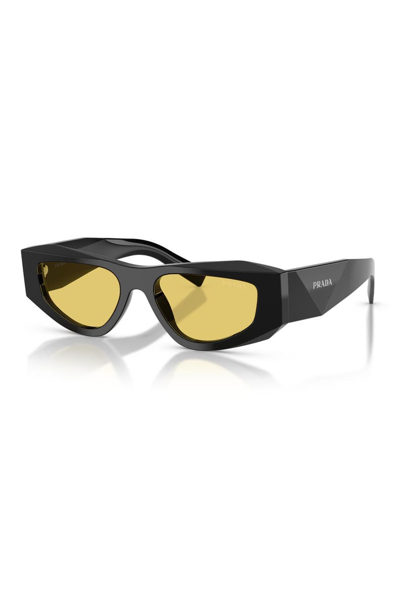 52mm Pillow Sunglasses, Alternate, color, BLACK / YELLOW