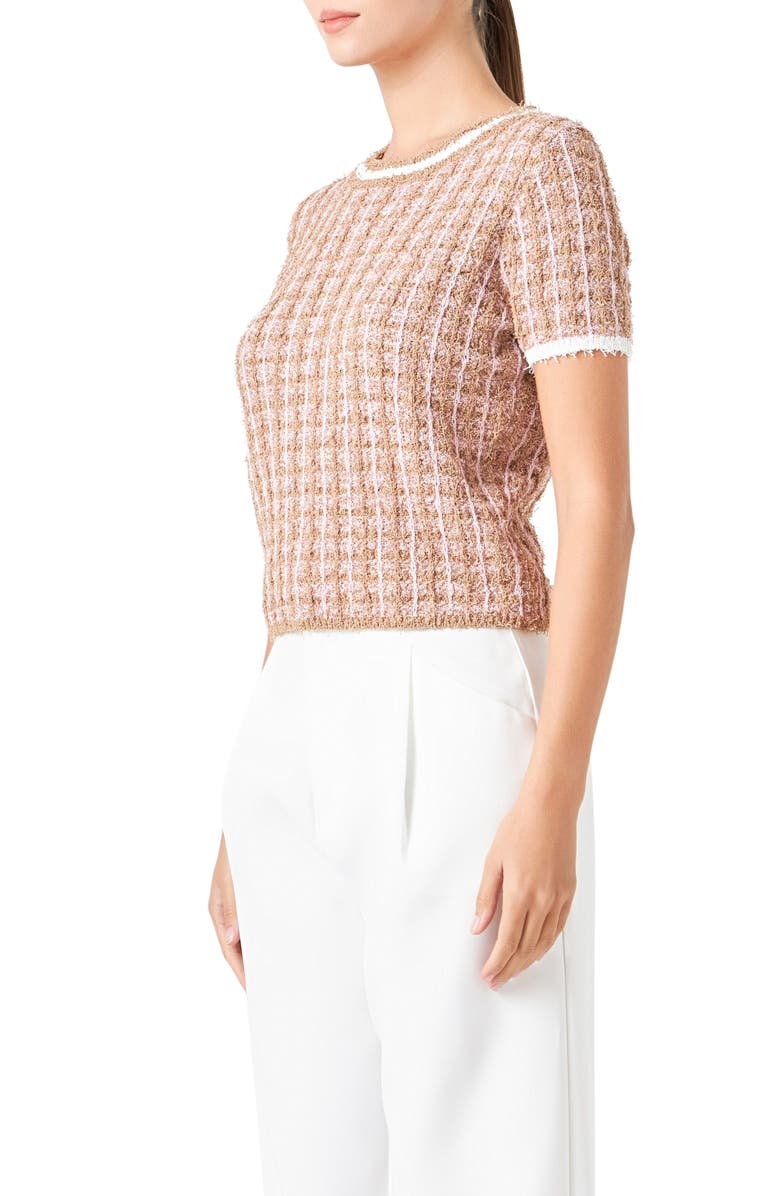 Endless Rose Check Tweed Sweater, Alternate, color, 