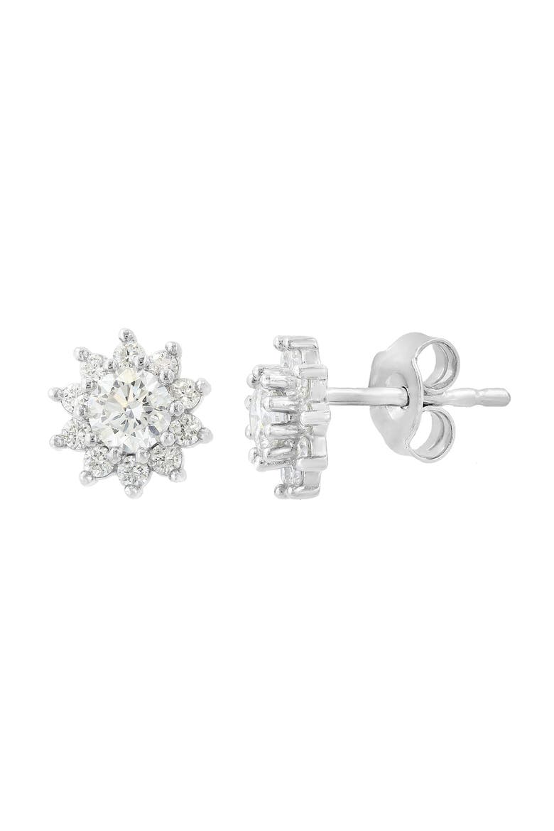Sterling Silver Lab Grown Diamond Floral Stud Earrings, Alternate, color, SILVER