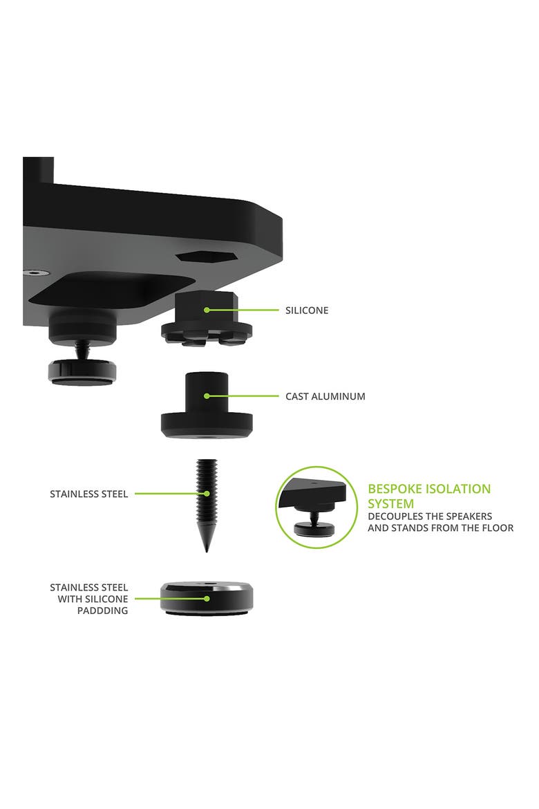 SX26 26" Tall Fillable Speaker Stands with Isolation Feet - Pair, Alternate, color, Black