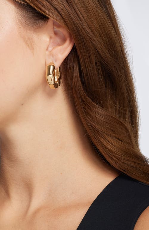 Open Edit Molten Huggie Hoop Earrings In Gold