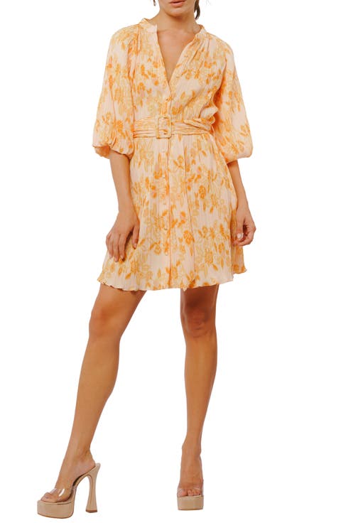 Aniston Plissé Belted Minidress