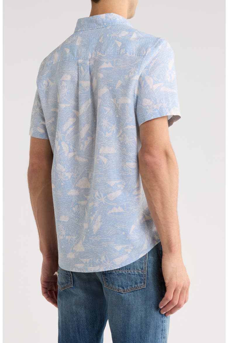 Marina Short Sleeve Linen & Cotton Button-Up Shirt, Alternate, color, BLUE SKYWAY MARINA PRINT