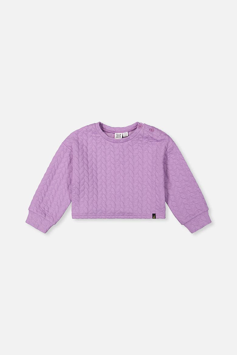Jacquard Diamond Quilted Button Shoulder Sweatshirt, Main, color, Purple