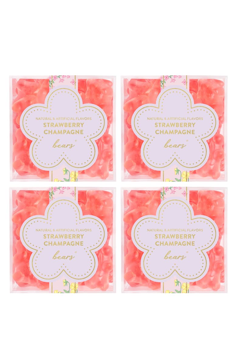 sugarfina La Vie en Rose Set of 4 Strawberry Champagne Bears<sup>®</sup> Candy Cubes, Main, color,