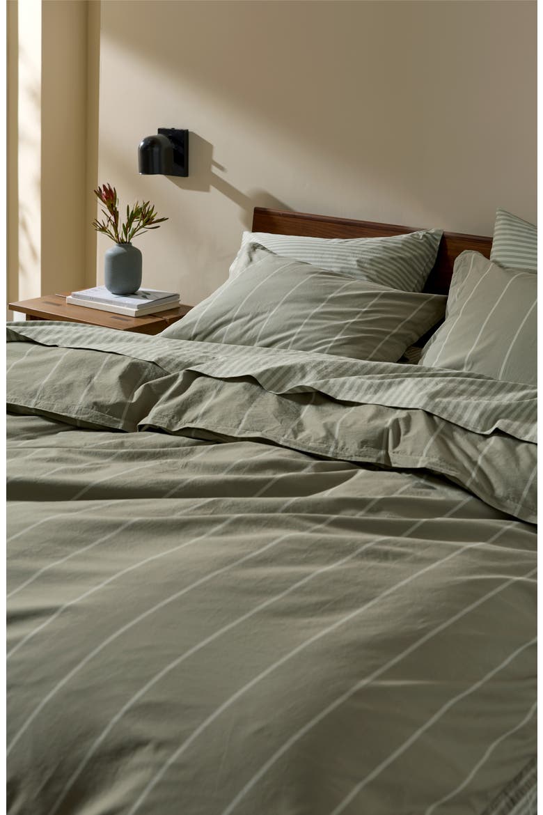 Percale Top Sheet, Alternate, color, MOSS STRIPE