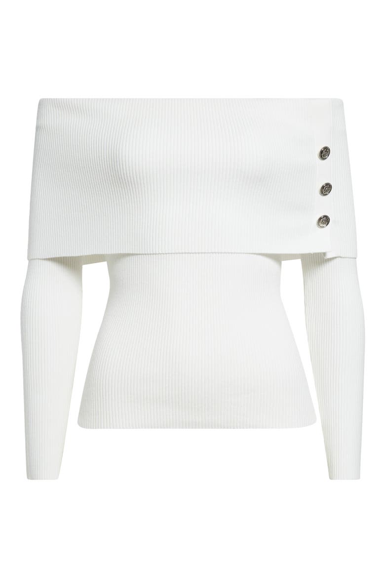 The Imani Off the Shoulder Rib Sweater, Alternate, color, SKY WHITE