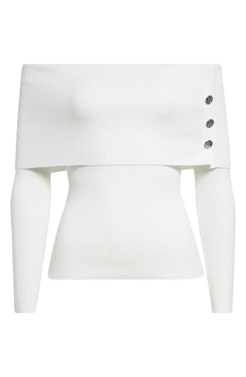 Elie Tahari The Imani Off The Shoulder Rib Sweater In Sky White