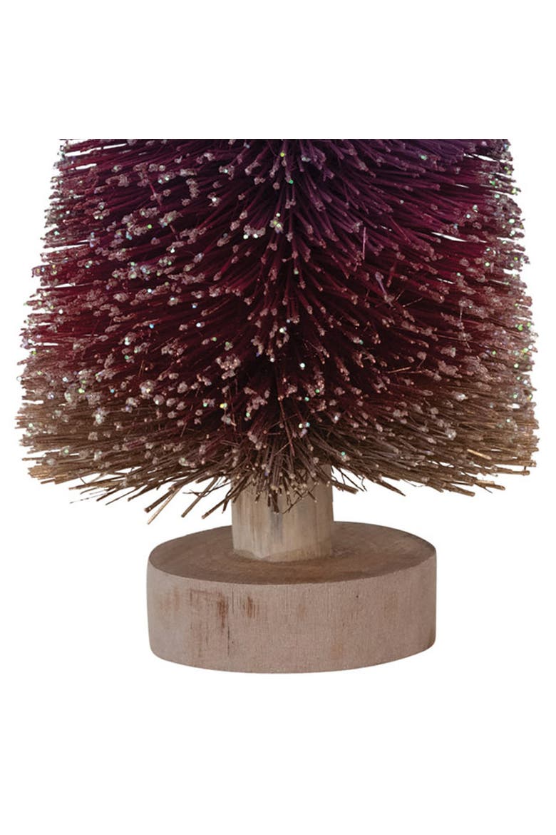 Bottle Brush Tree with Wood Base & Glitter, Purple Ombre, Alternate, color, Purple