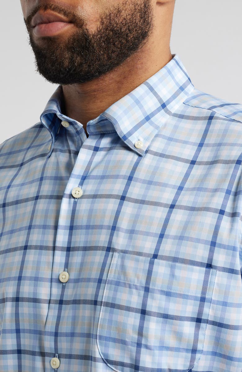 Peter Millar Chambly Crown Lite Check Performance Button-Down Shirt, Alternate, color, Morning Blue
