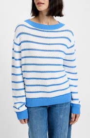 French Connection Stripe Open Stitch Cotton Sweater