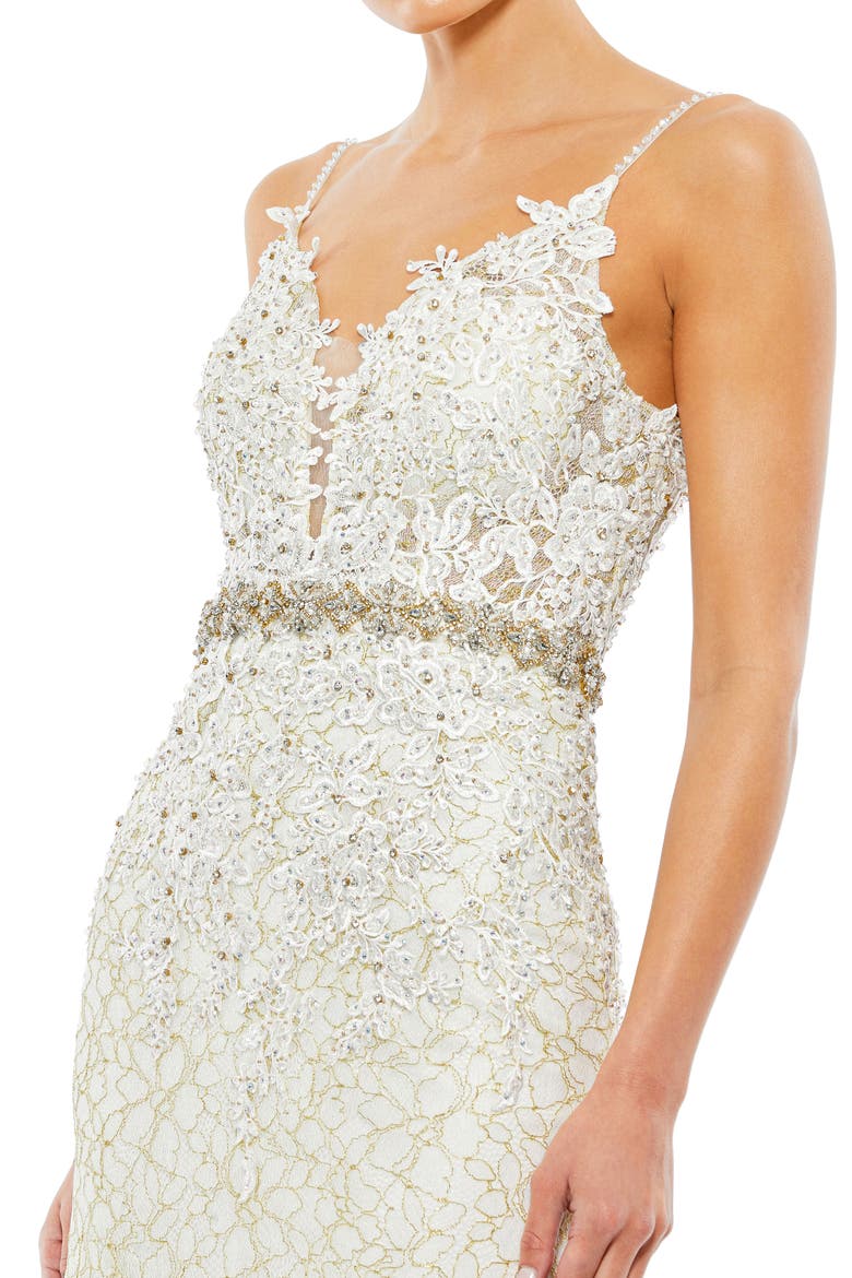 Embellished Lace Appliqué Trumpet Gown, Alternate, color, IVORY