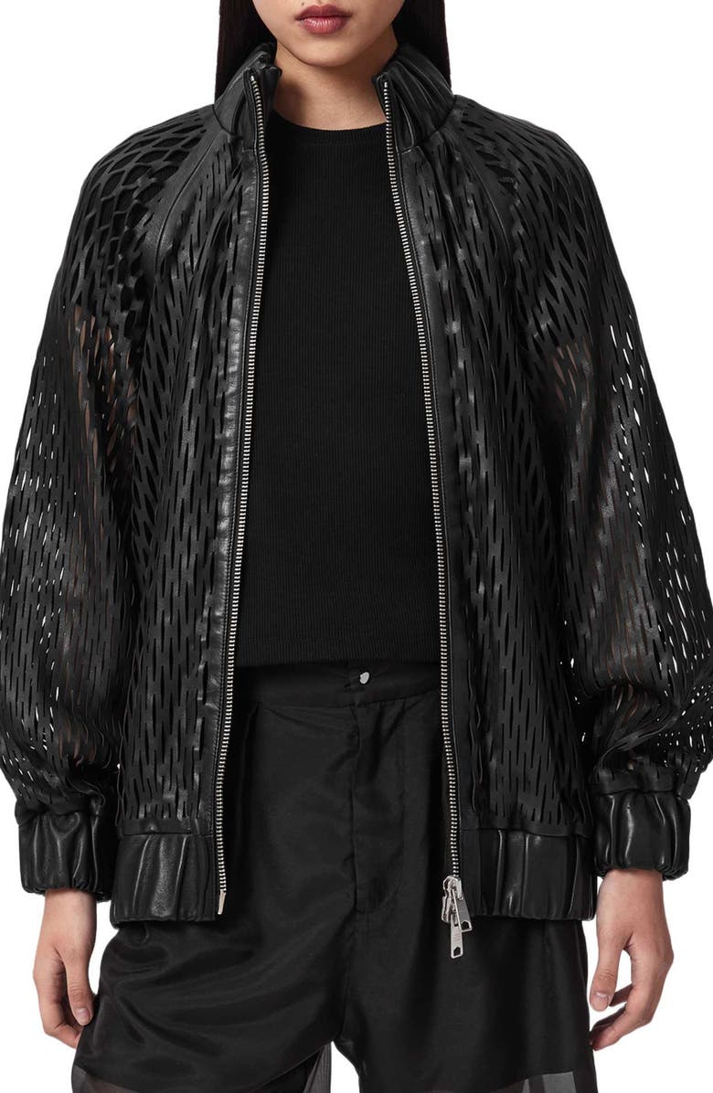 AllSaints Dual Leather Bomber Jacket, Alternate, color, 