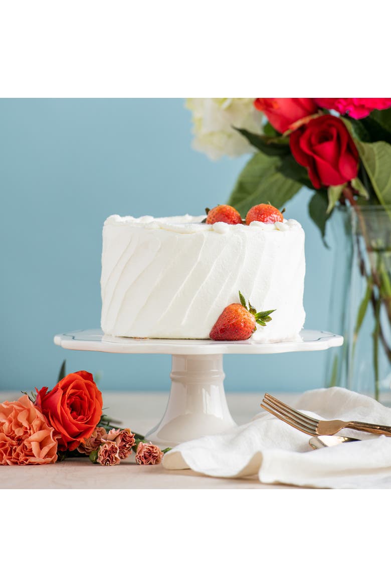 Eat Cake First Cer Pedestal Ceramic White, Alternate, color, White
