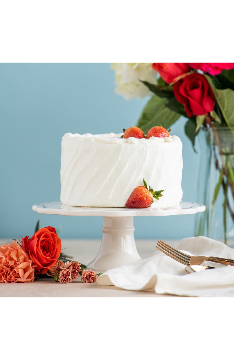 Totalee Gift Eat Cake First Cer Pedestal Ceramic White, Alternate, color, White