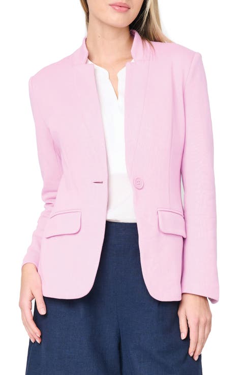 Inverted Notch Collar Cotton Blend Knit Blazer (Regular & Petite)