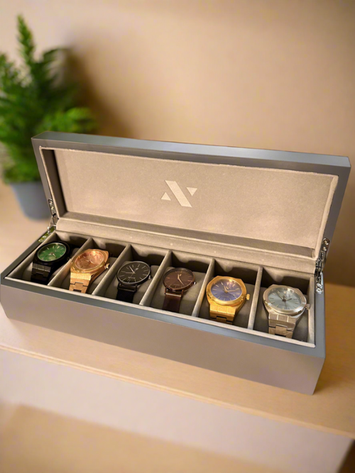 Ncmprbl Elite Six Slot Collectors Watch Display Case In Gray