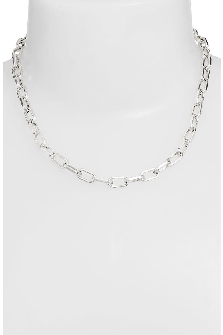 Edged Chain Necklace, Alternate, color, VINTAGE SILVER