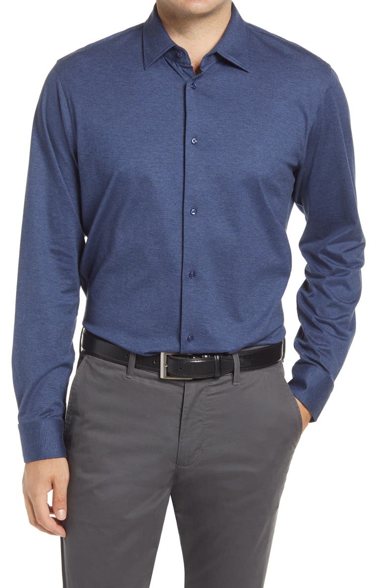 NORDSTROM MEN'S SHOP Heathered Knit Dress Shirt, Main, color, 
